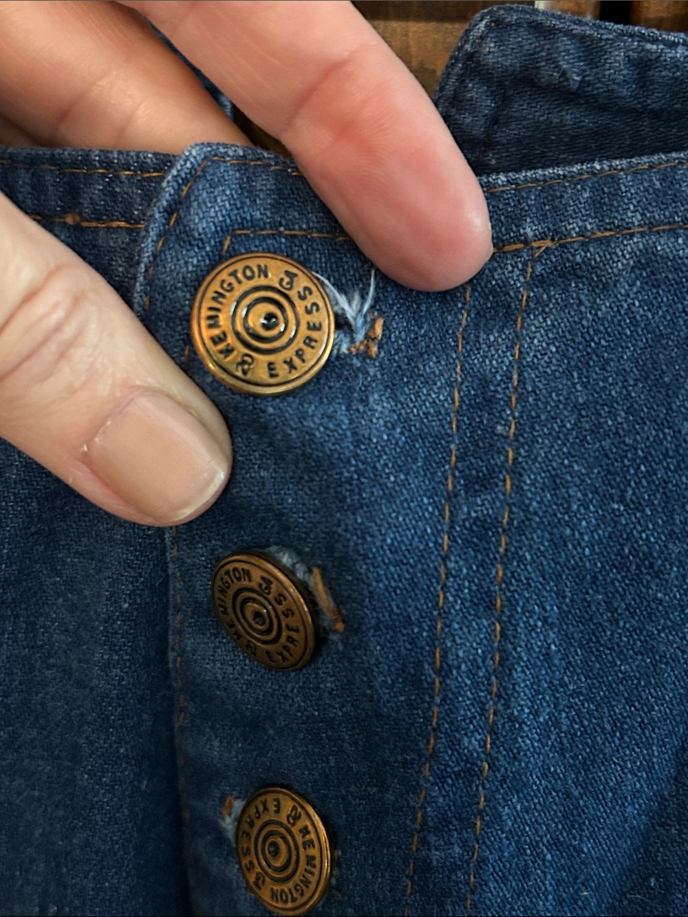 1970’s French Kiss High-Waist Button-Front Sailor Bell Bottom Jeans - Remington - Picture 5 of 7